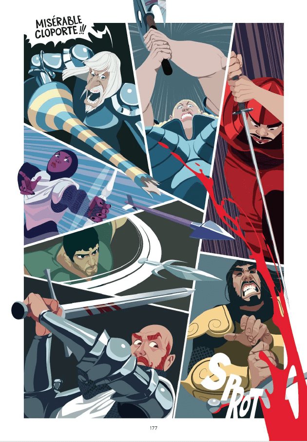 Capture d'écran de la page 177 du Tome 1 de la BD Knight Club d'Arthur de Pins, pour illustrer ma chronique.