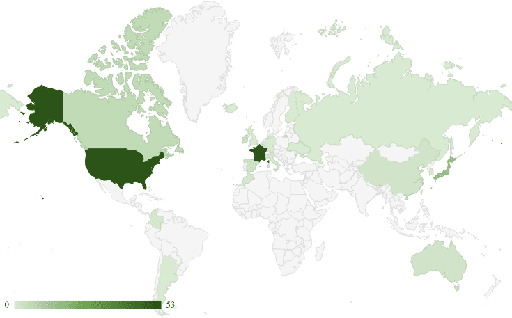 Origines des auteurices - pour illustrer mon bilan lecture de l'année 2025.