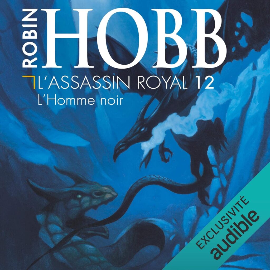 Couverture du livre audio L'Homme Noir, le douzième tome de la saga L'Assassin Royal, de Robin Hobb - pour illustrer mon bilan lectures de juin 2026.