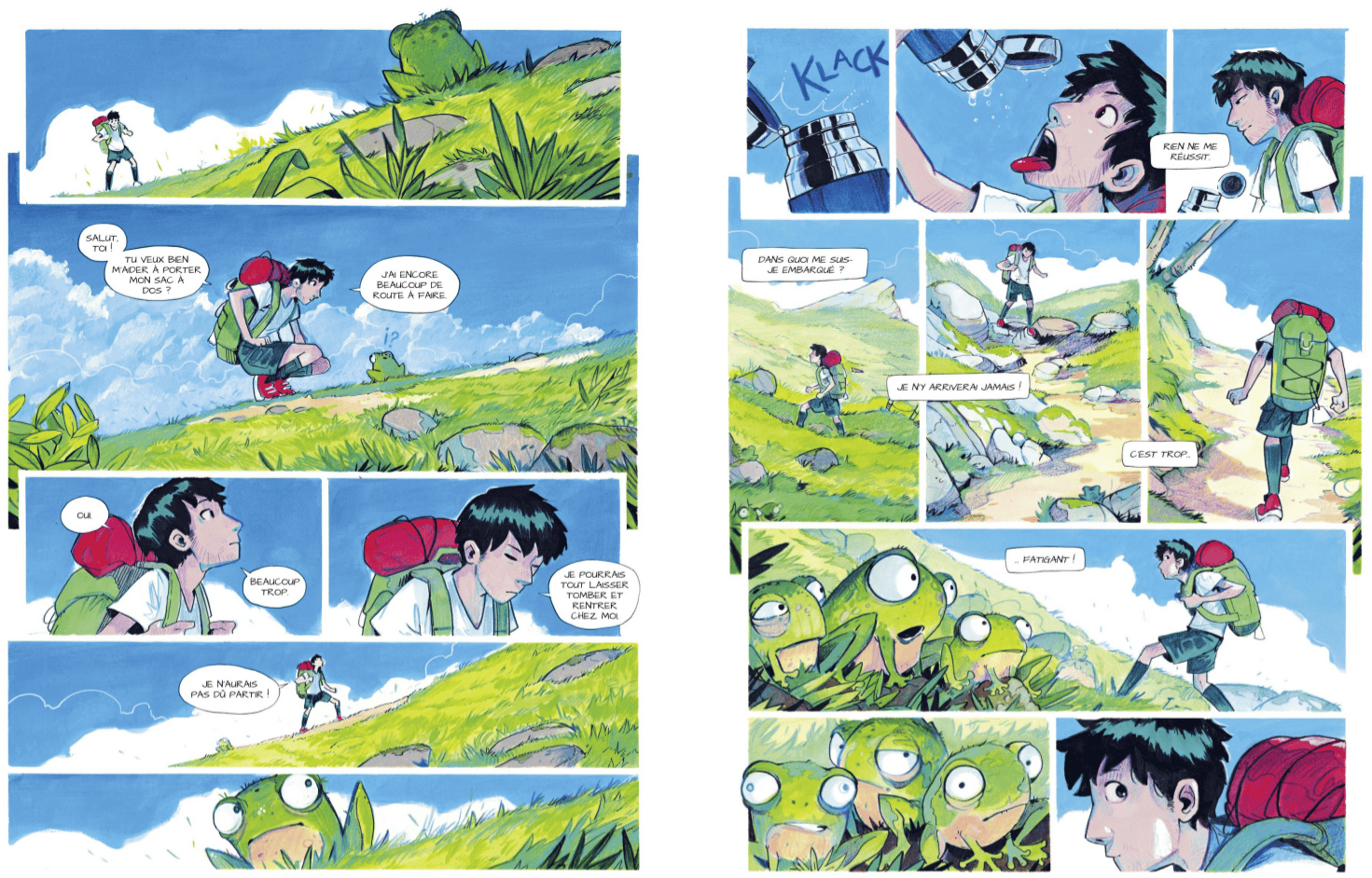 Capture d'écran des pages 28-29 de la BD Maison Croâ Croâ de Davide Tosello, pour illustrer ma chronique.