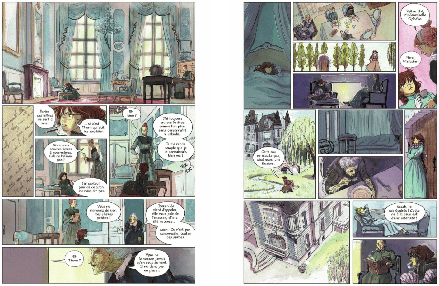 Capture d'écran des pages 86-87 de la BD La Passe-Miroir, le Tome 1 : Les Fiancés de l’Hiver, de Vanyda & Christelle Dabos, pour illustrer ma chronique.